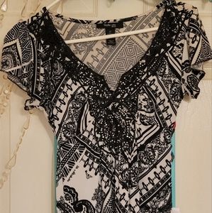 Like New black and white long dress